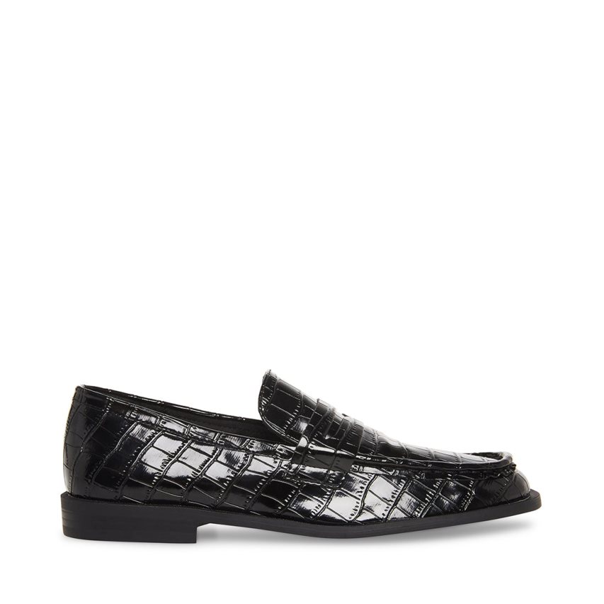 Black Steve Madden Goodman Crocodile Women\'s Loafers | PH 0329GFB